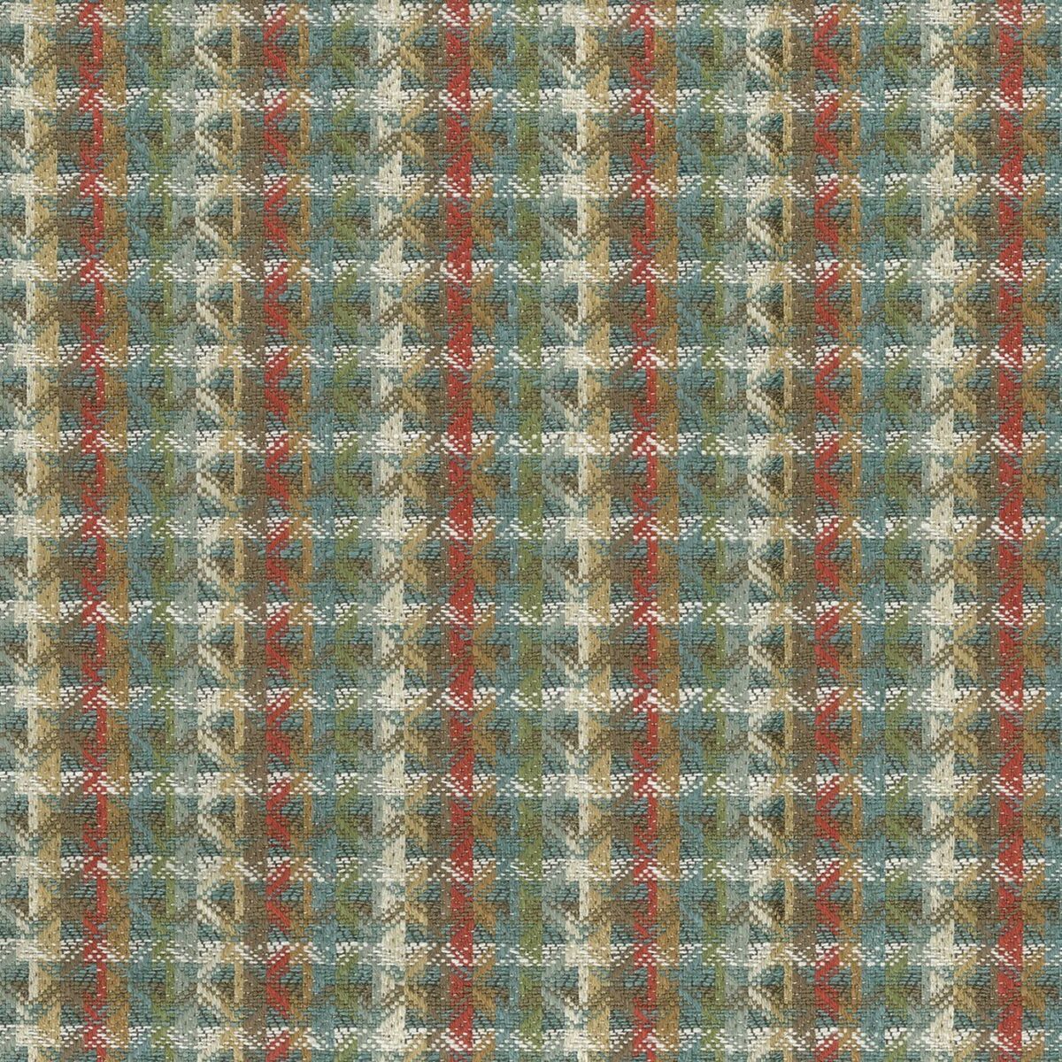 Chicot Fabric - Teal by green geometric jacquard fabric from Nina Campbell