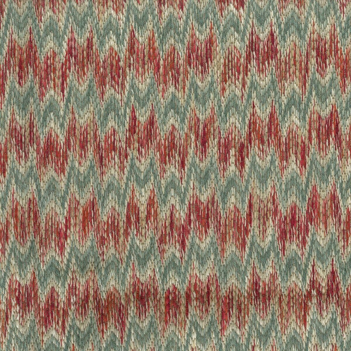Dumas Fabric - Red / Aqua by blue striped jacquard fabric from Nina Campbell
