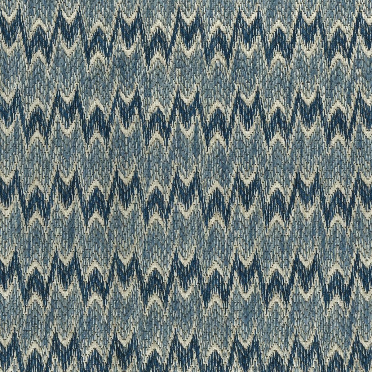 Dumas Fabric - Teal by blue striped jacquard fabric from Nina Campbell