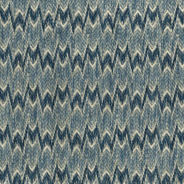 Dumas Fabric - Teal by blue striped jacquard fabric from Nina Campbell