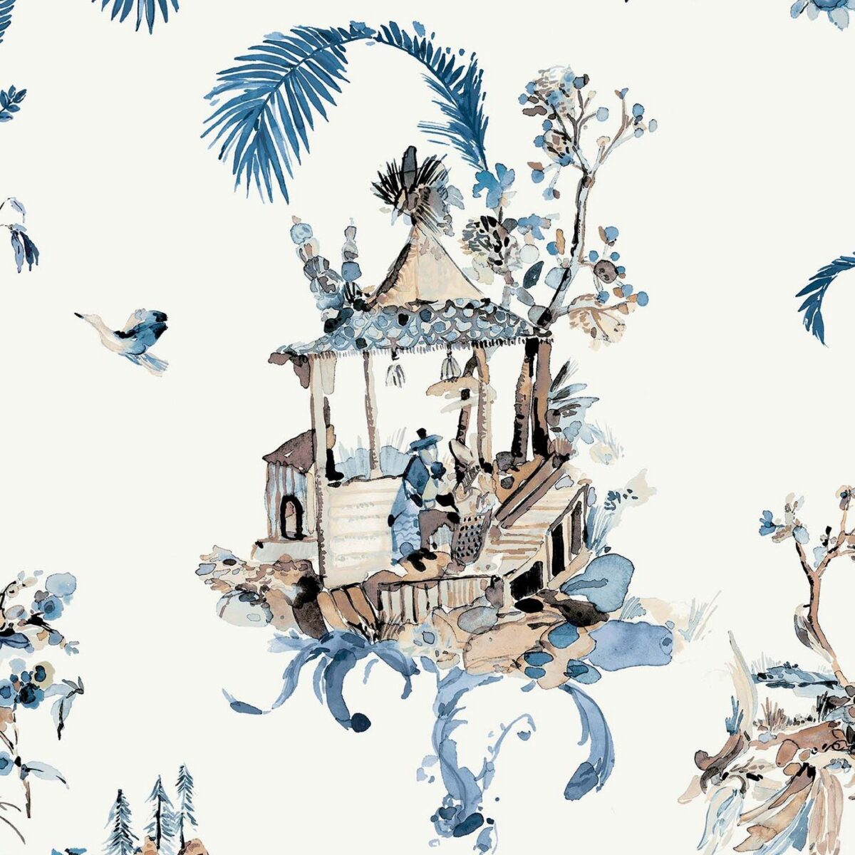 Toile Chinoise Wallpaper - Indigo by blue misc wallpaper from nina campbell
