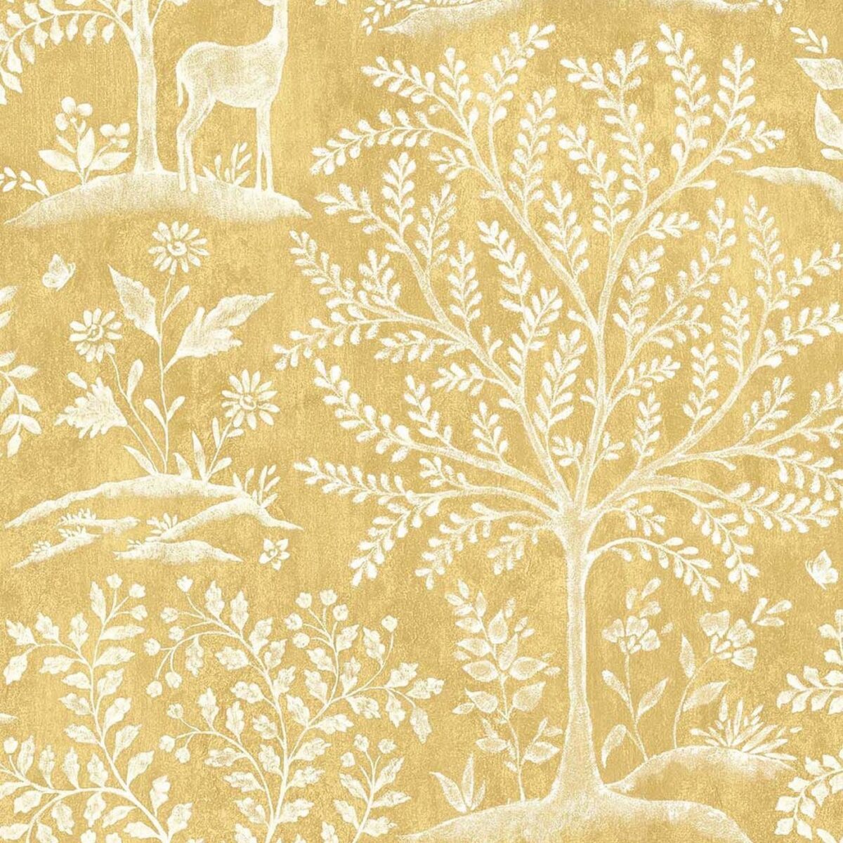 Foret Wallpaper - Ochre by yellow animal wallpaper from nina campbell