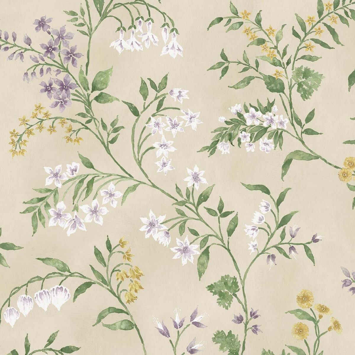 Almora Wallpaper - Lilac / Gold by purple botanical wallpaper from nina campbell