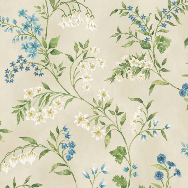Almora Wallpaper - Indigo / Blue / Green by blue botanical wallpaper from nina campbell