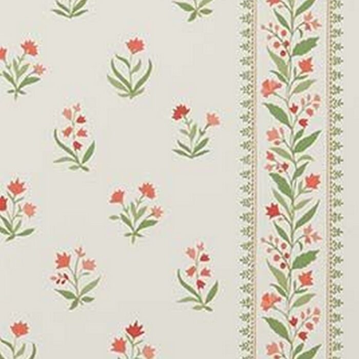 Petit Dapuri Wallpaper - Coral  / Sage – Coral / Sage swatch