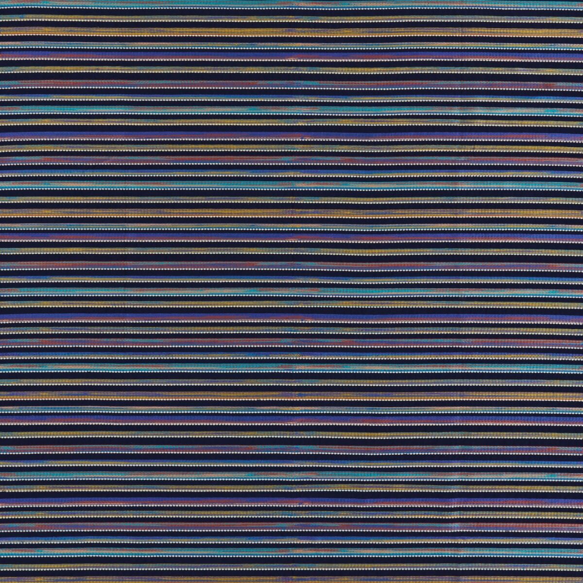Kandy Fabric - Navy by blue striped embroideried fabric from Osborne & Little