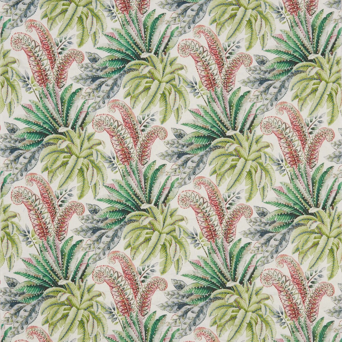 Paloma Fabric - Apple Green by green botanical embroideried fabric from Osborne & Little