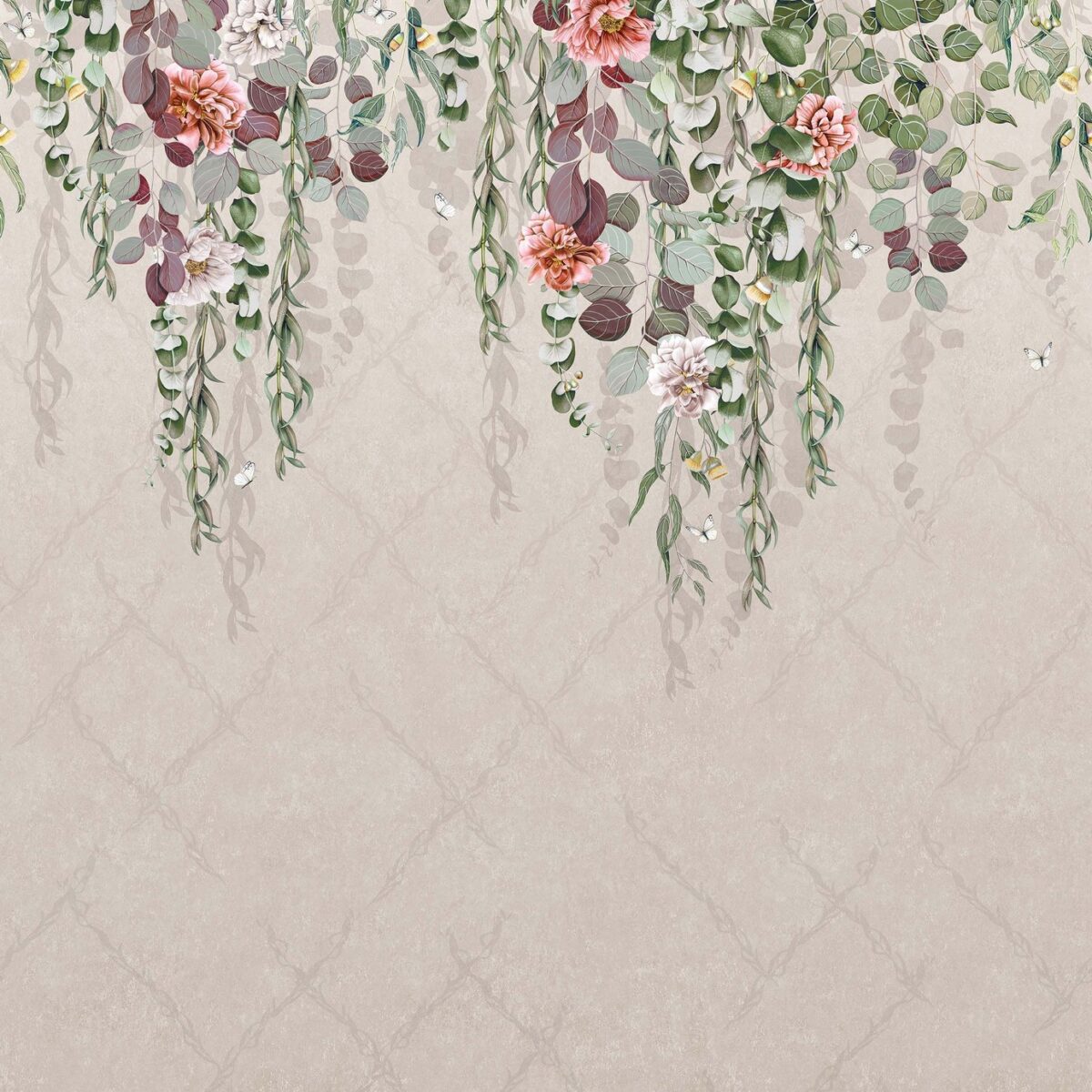 Eucalyptus Wallpaper - Linen / Coral by neutral botanical wallpaper from osborne & little