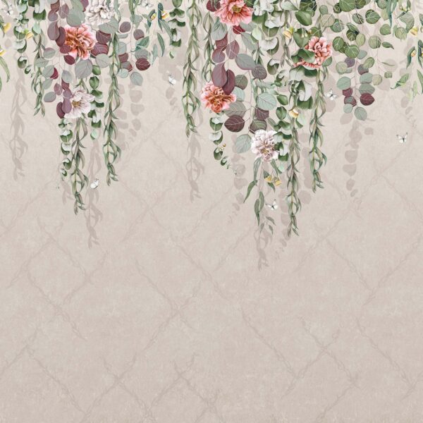 Eucalyptus Wallpaper - Linen / Coral by neutral botanical wallpaper from osborne & little