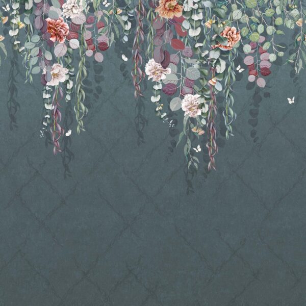 Eucalyptus Wallpaper - Prussian / Scarlet by black-grey botanical wallpaper from osborne & little