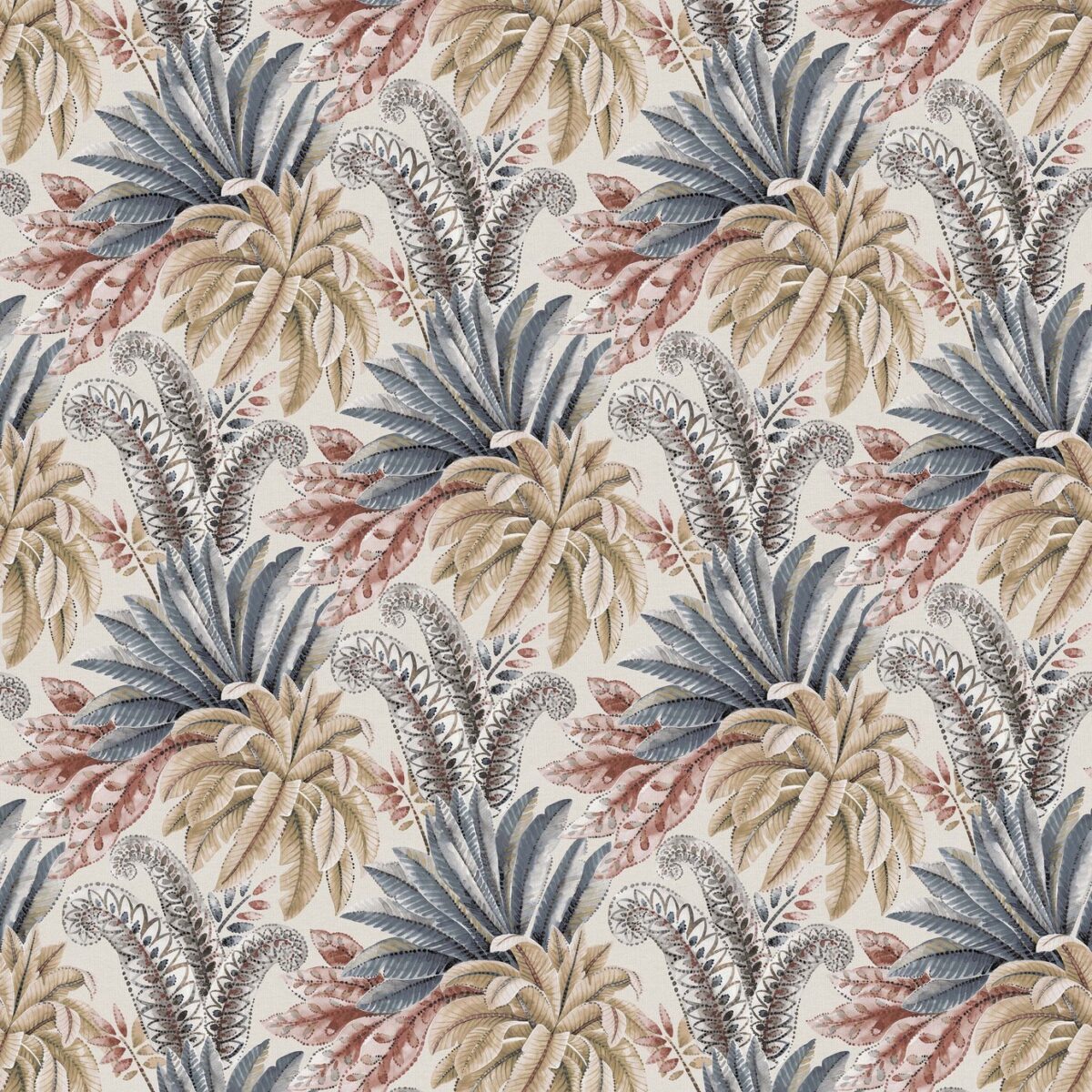 Paloma Wallpaper - Terracotta / Ochre / Steel by neutral botanical wallpaper from osborne & little