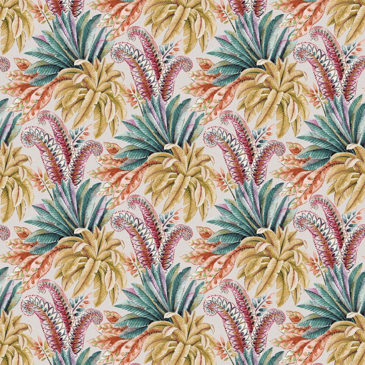 Paloma Wallpaper - Gold / Emerald / Fuchsia by yellow botanical wallpaper from osborne & little