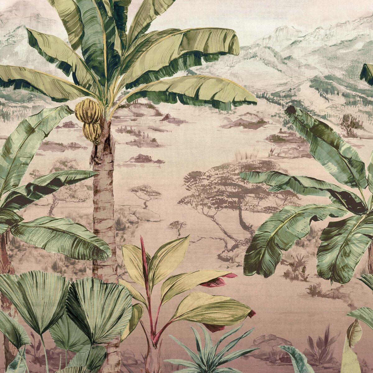 Martinique Wallpaper - Blush by pink botanical wallpaper from osborne & little