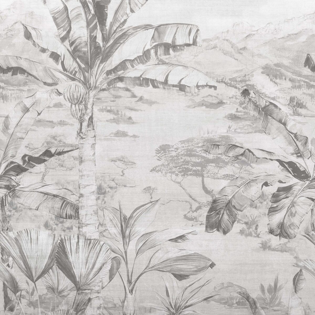 Martinique Wallpaper - Graphite by black-grey botanical wallpaper from osborne & little