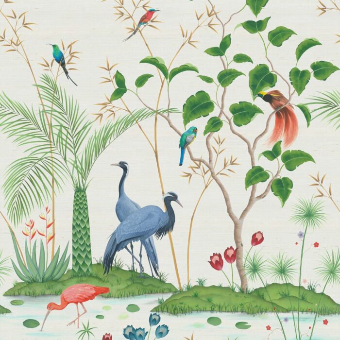 Mirage Wallpaper - Ivory Grasscloth swatch