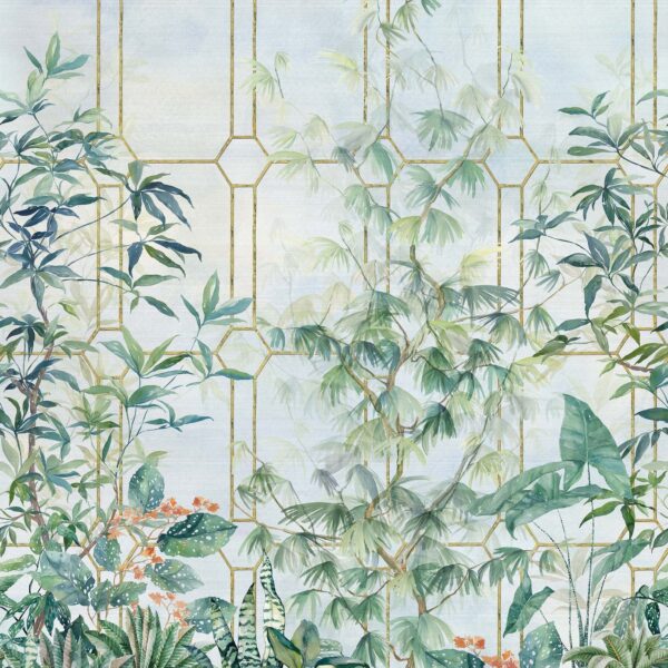Katsura Wallpaper - Leaf Green by green botanical wallpaper from osborne & little