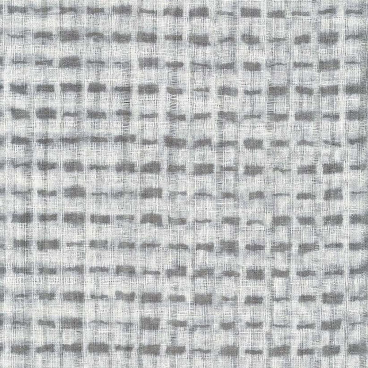 Hakami Fabric - Silver by black-grey geometric voile-sheer fabric from Osborne & Little