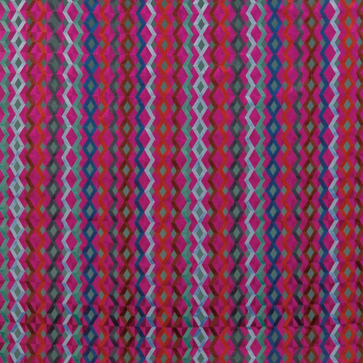 Bossa Nova Fabric - Magenta by pink geometric velvet-chenille fabric from Osborne & Little