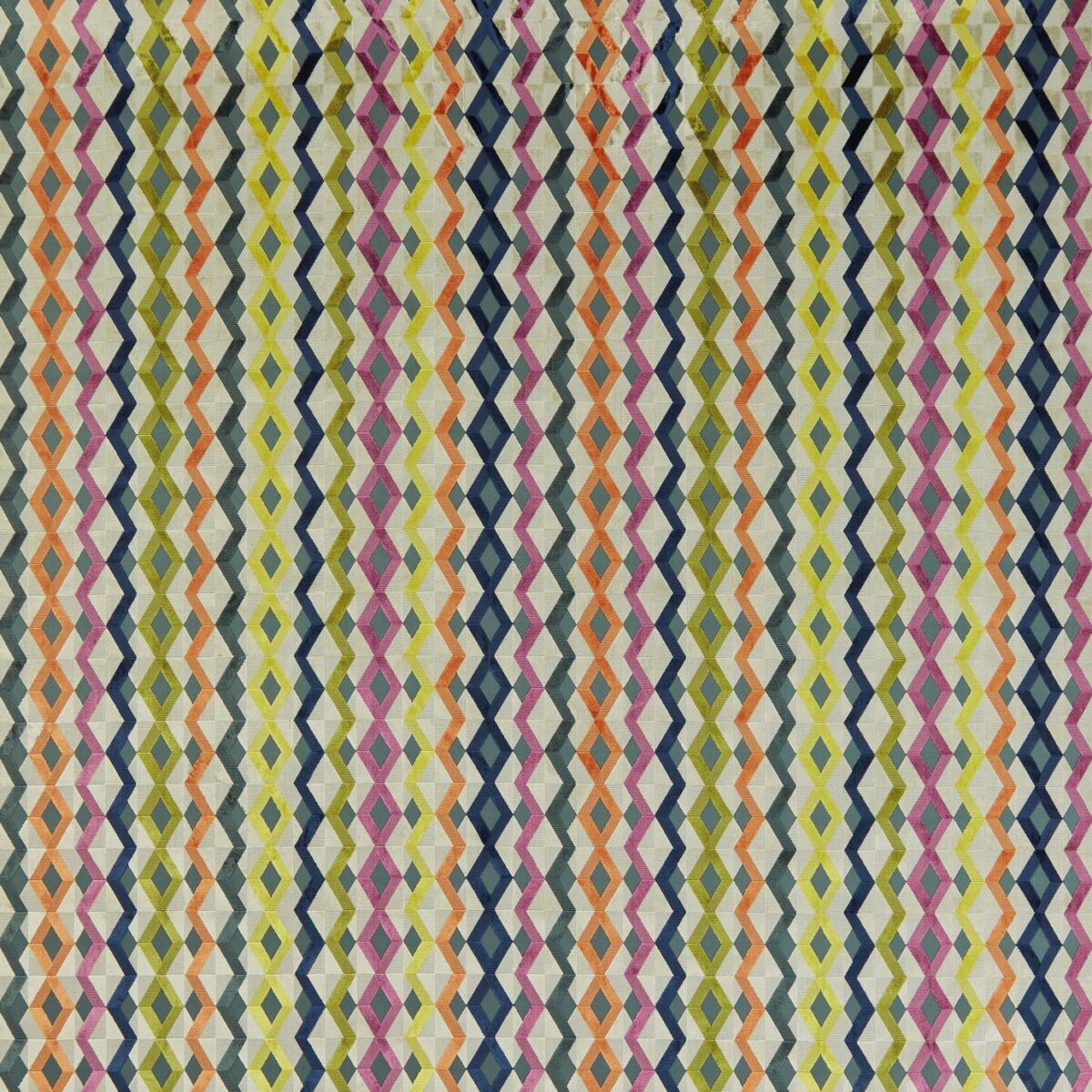 Bossa Nova Fabric - Ivory / Multi by multicolour geometric velvet-chenille fabric from Osborne & Little