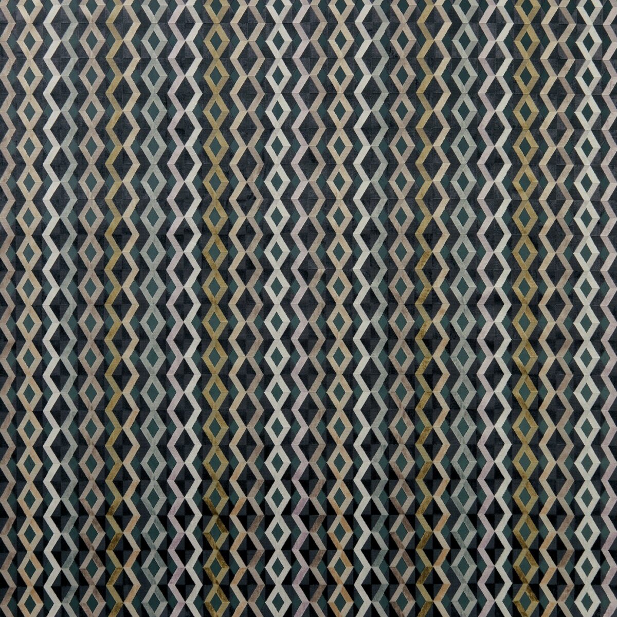 Bossa Nova Fabric - Dove by black-grey geometric velvet-chenille fabric from Osborne & Little