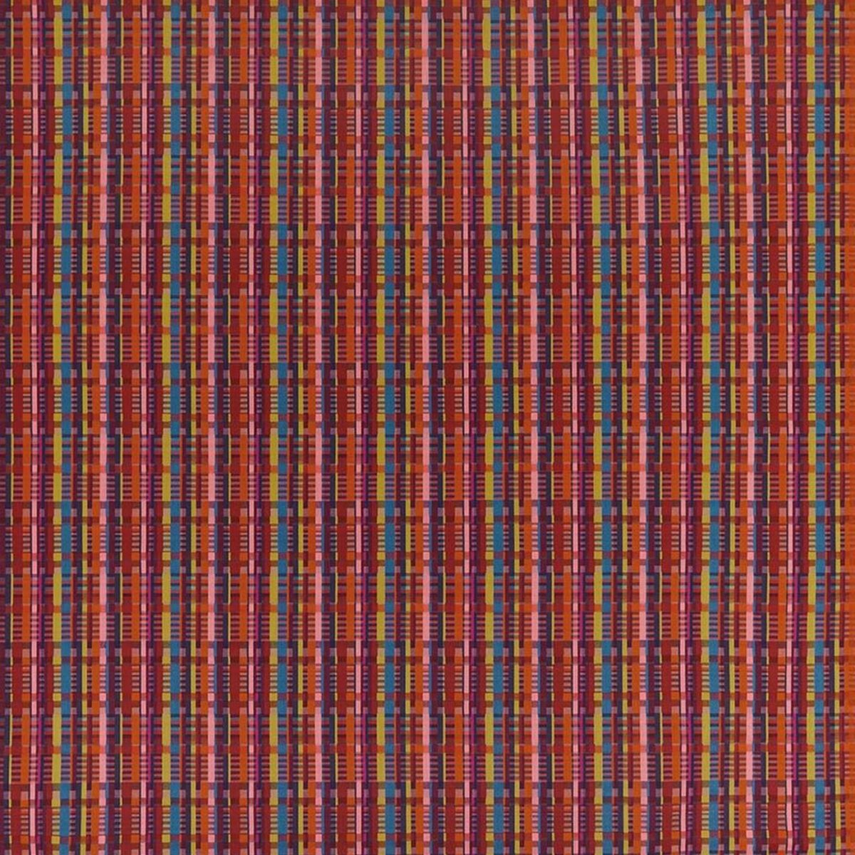 Gavotte Fabric - Cherry by red geometric woolen fabric from Osborne & Little
