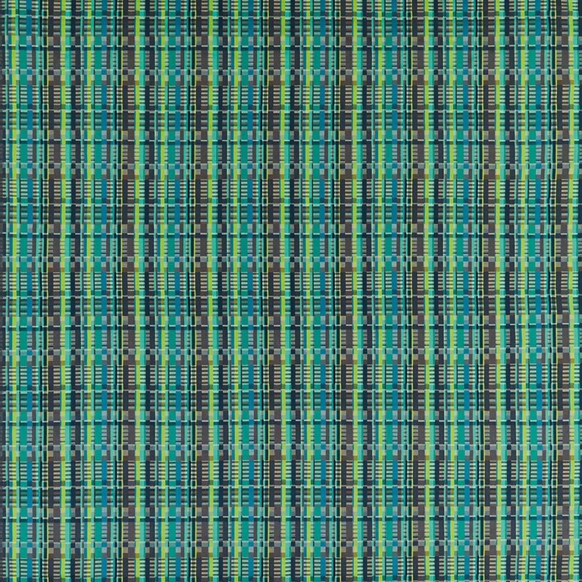 Gavotte Fabric - Jade by green geometric woolen fabric from Osborne & Little