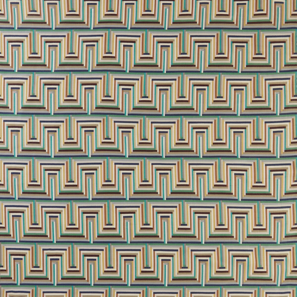 multicolour geometric jacquard fabric from Osborne & Little