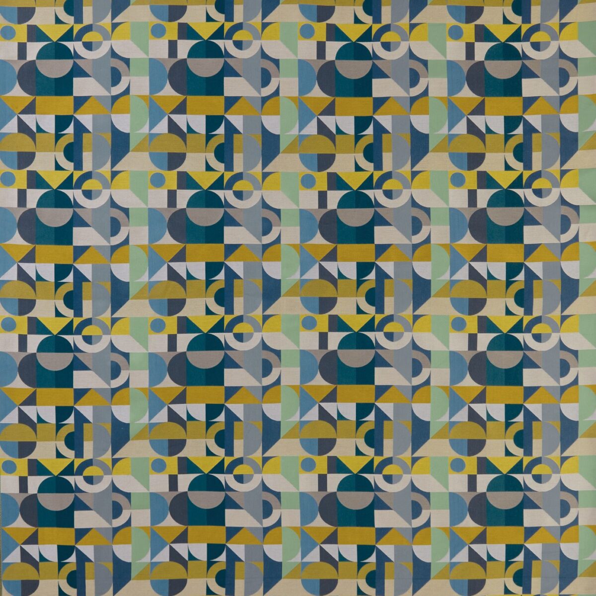 Motown Fabric - Navy / Jade by blue geometric jacquard fabric from Osborne & Little