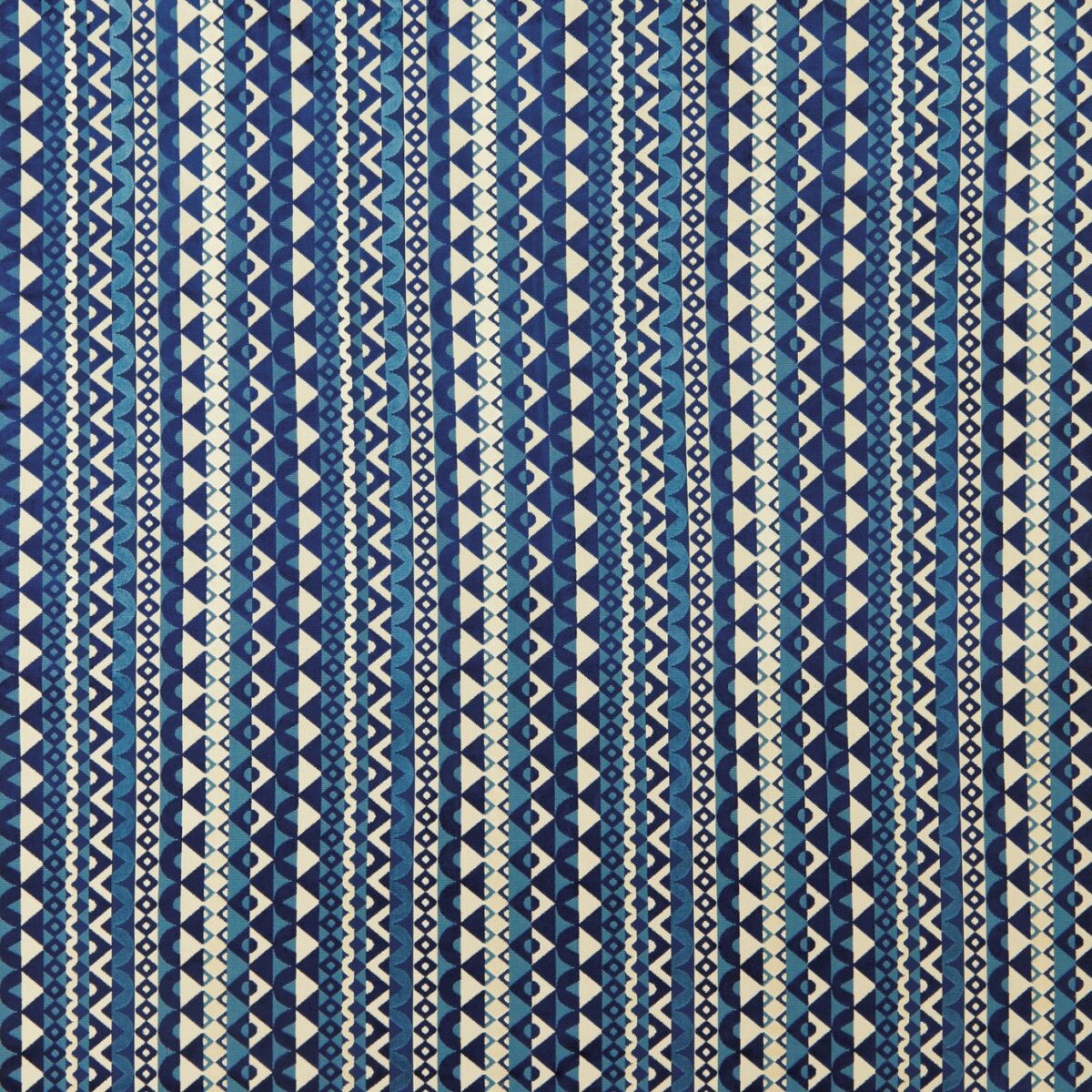 Bolero Fabric - Navy by blue geometric jacquard fabric from Osborne & Little