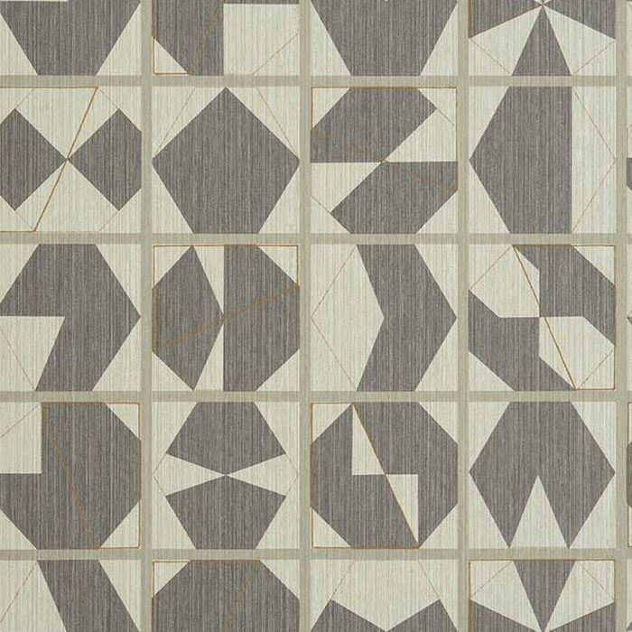 Kutani Vinyl Wallcovering -  Silver / Stone swatch