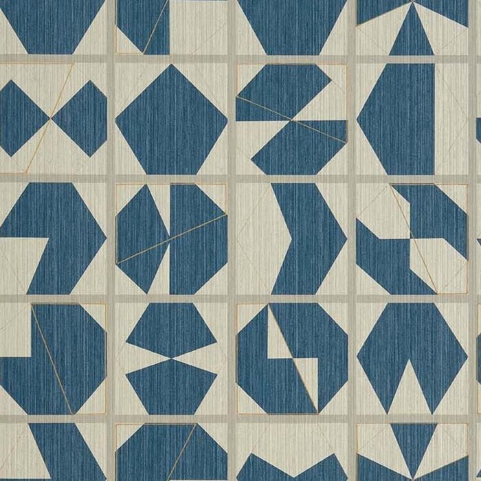 Kutani Vinyl Wallcovering -  Indigo / Ivory swatch