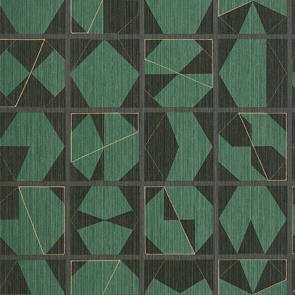 Kutani Vinyl Wallcovering - Emerald / Charcoal by green geometric wallpaper from osborne & little