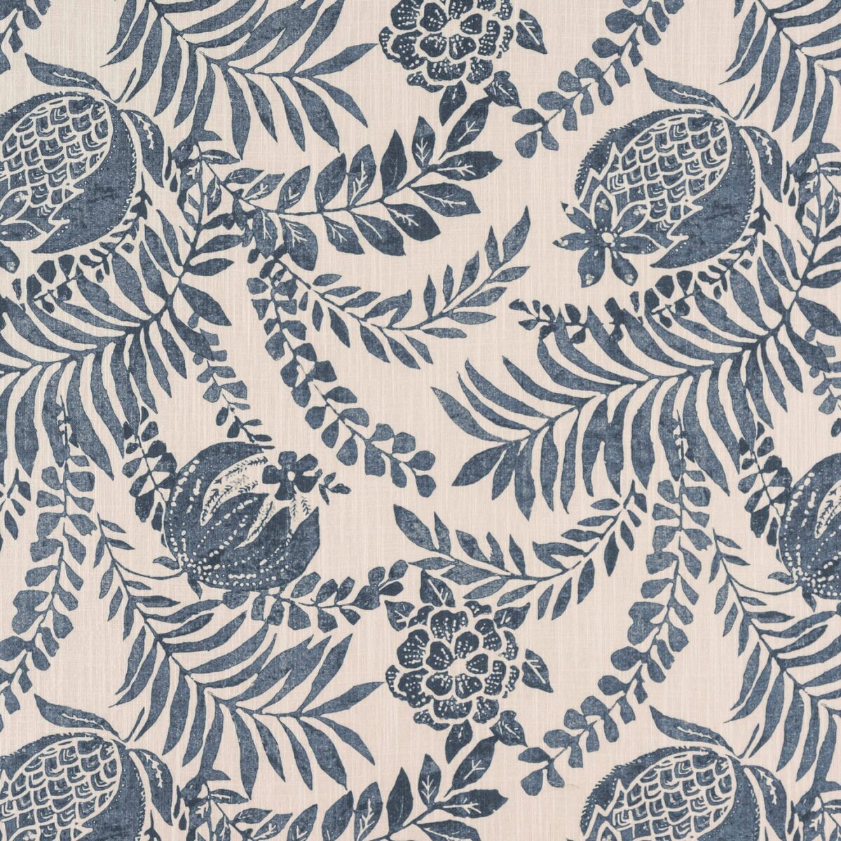 blue botanical printed fabric from Porter & Stone