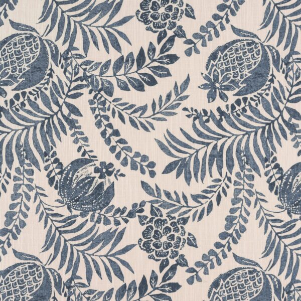 Clarendon Fabric - Navy by blue botanical printed fabric from Porter & Stone