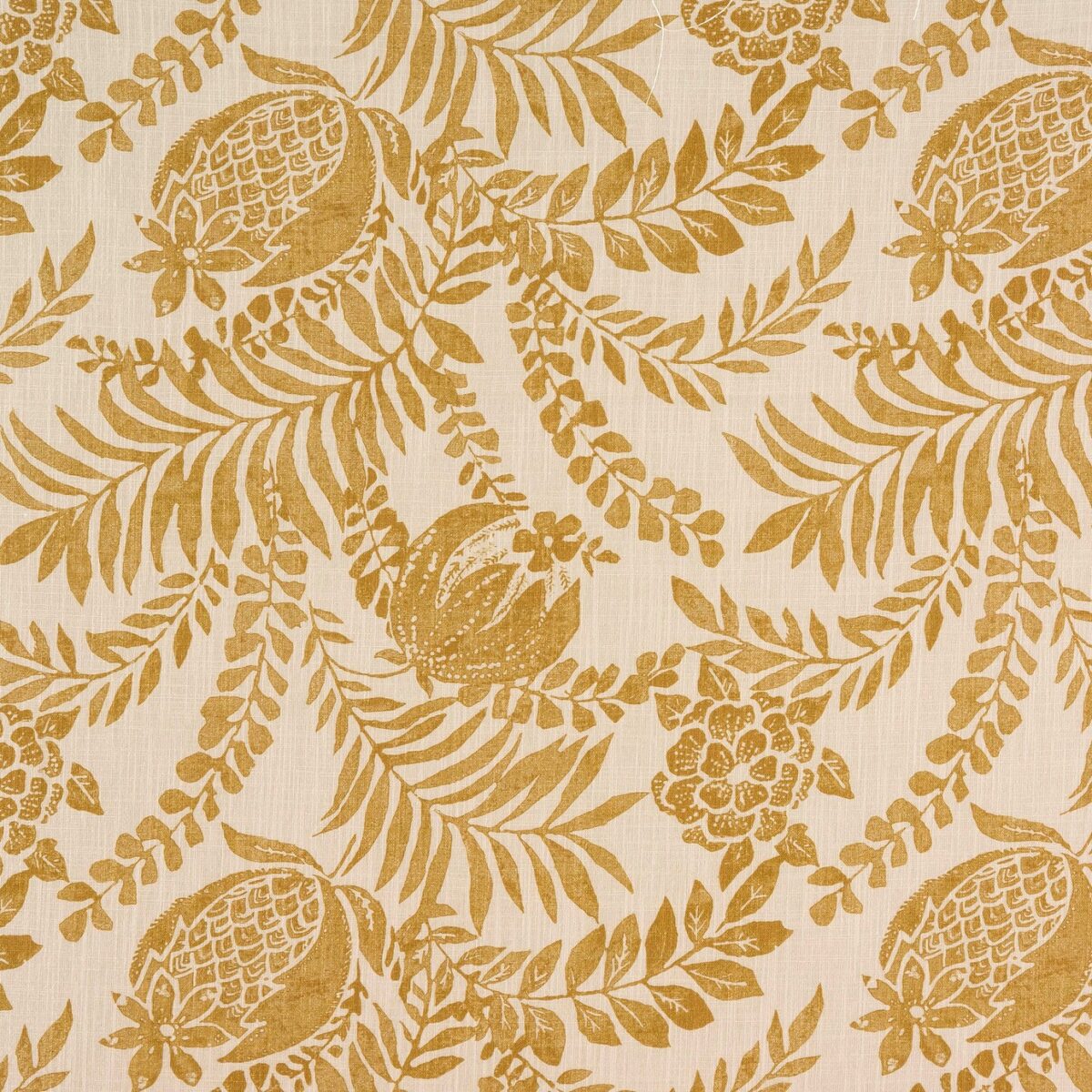 Clarendon Fabric - Ochre by yellow botanical printed fabric from Porter & Stone