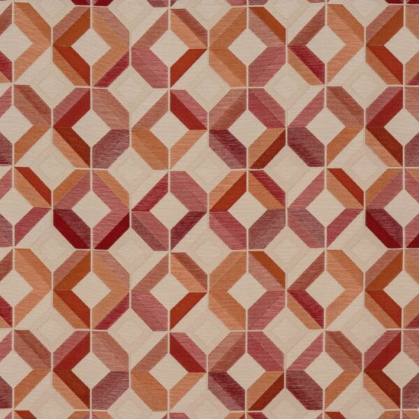 Otto Fabric - Spice by orange geometric jacquard fabric from Porter & Stone