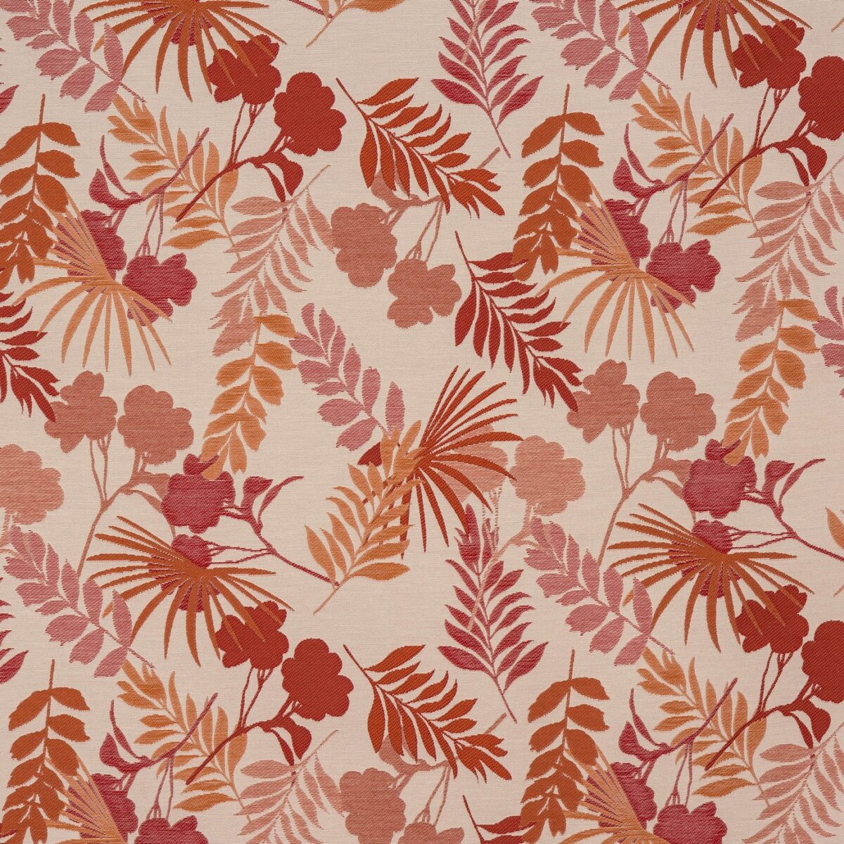 orange botanical jacquard fabric from Porter & Stone