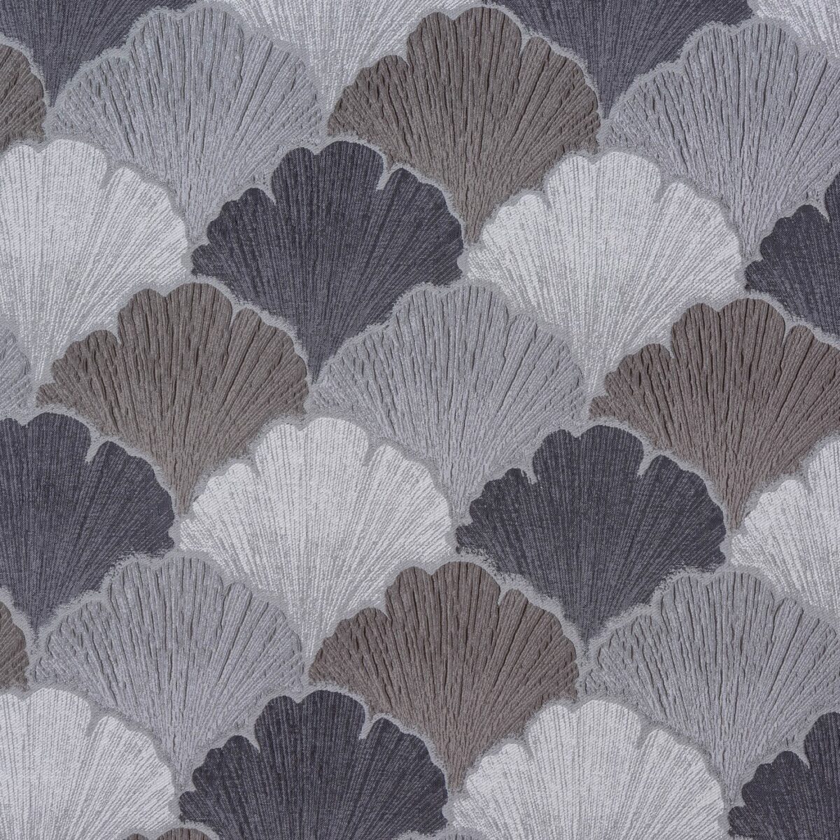 Pamplona Fabric - Dove by black-grey botanical jacquard fabric from Porter & Stone