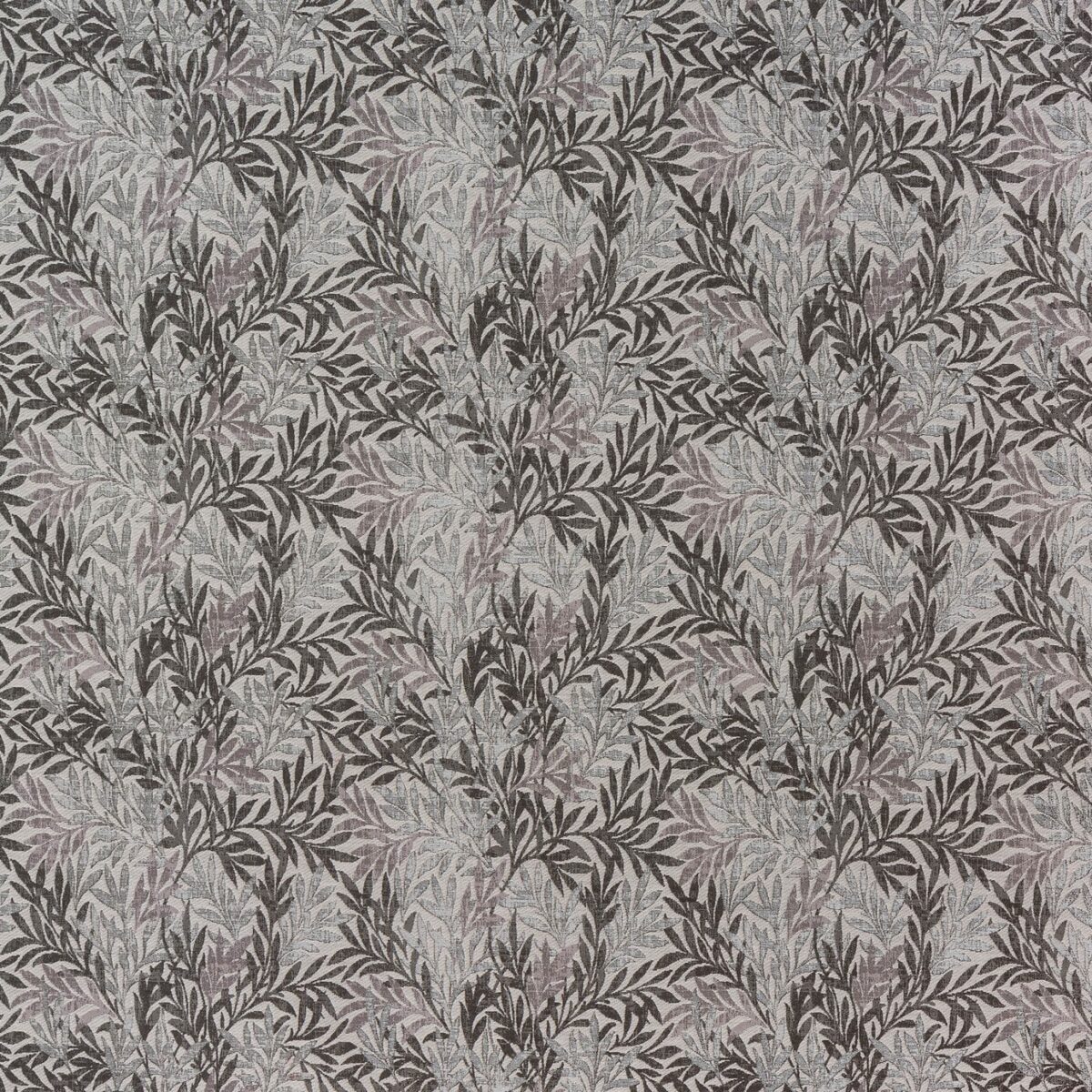 San Sebastian Fabric - Dove by black-grey botanical jacquard fabric from Porter & Stone