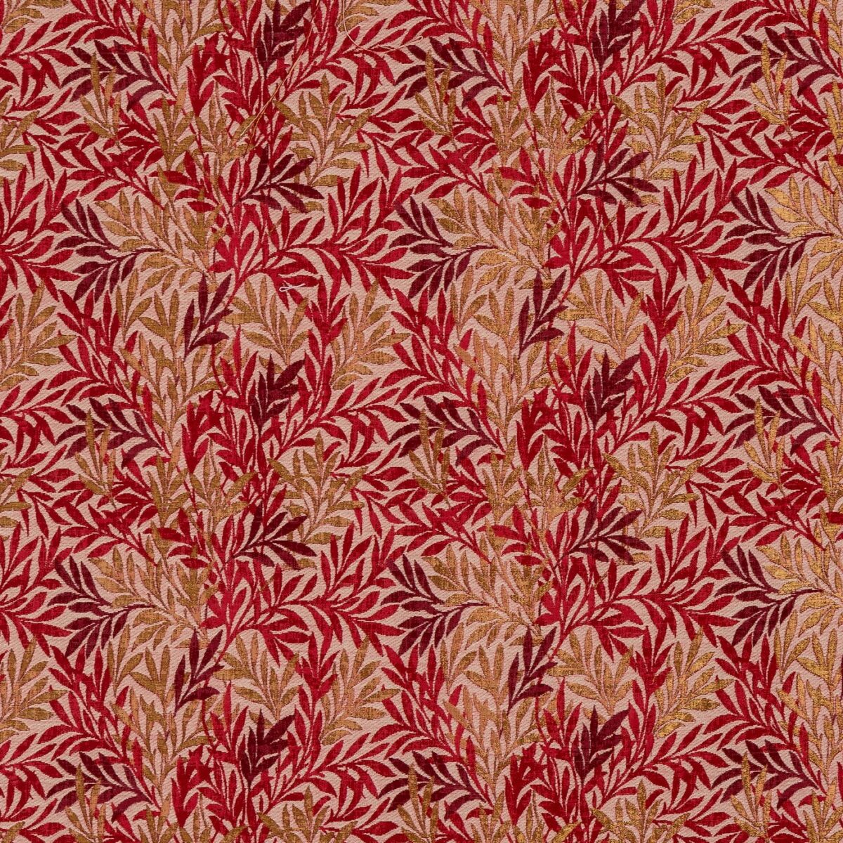 San Sebastian Fabric - Rosso by red botanical jacquard fabric from Porter & Stone