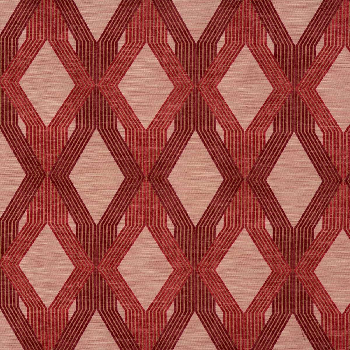 Magdalena Fabric - Rosso by red geometric jacquard fabric from Porter & Stone