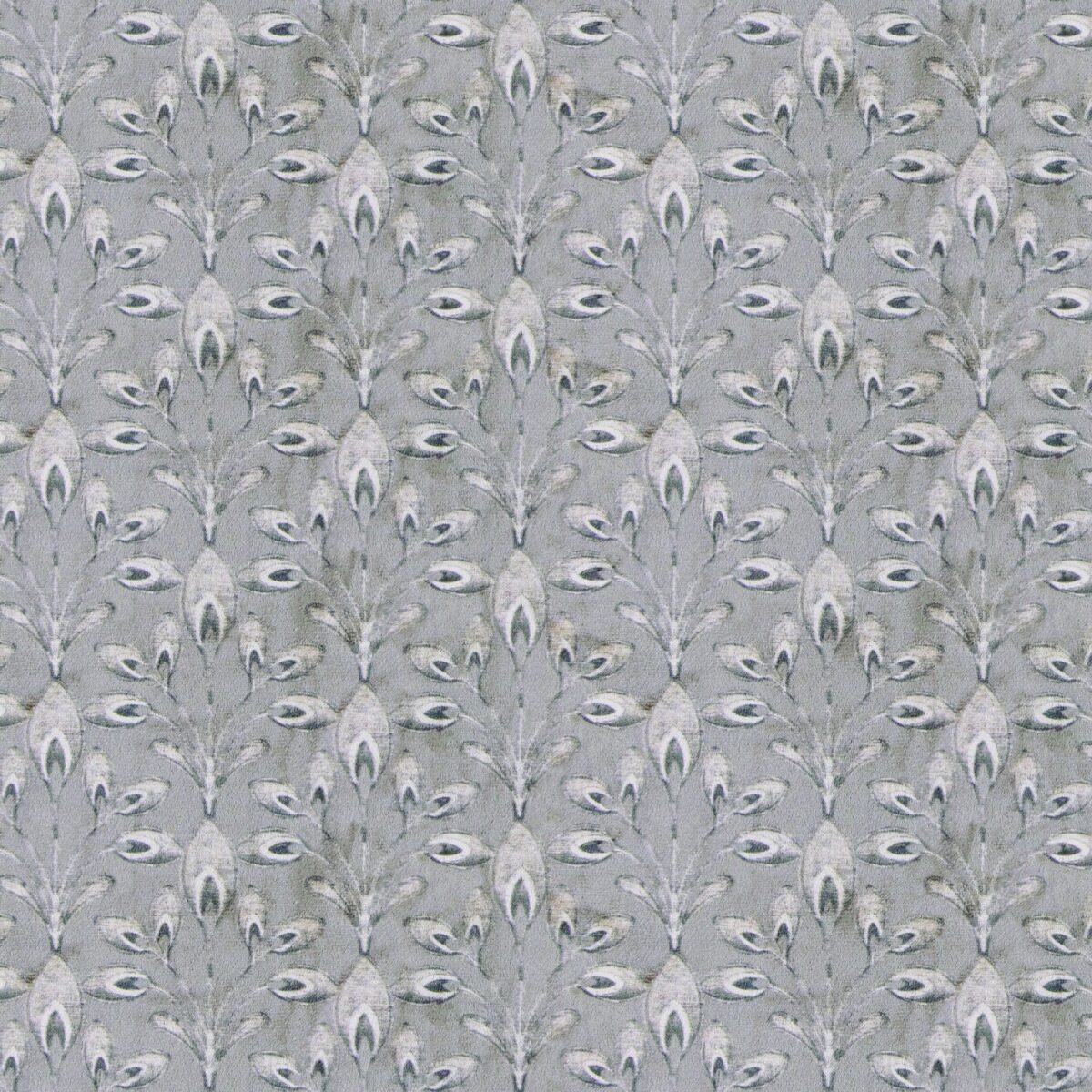 Posy Fabric - 5 by black-grey botanical printed fabric from Utopia