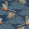 blue animal woven fabric from Utopia