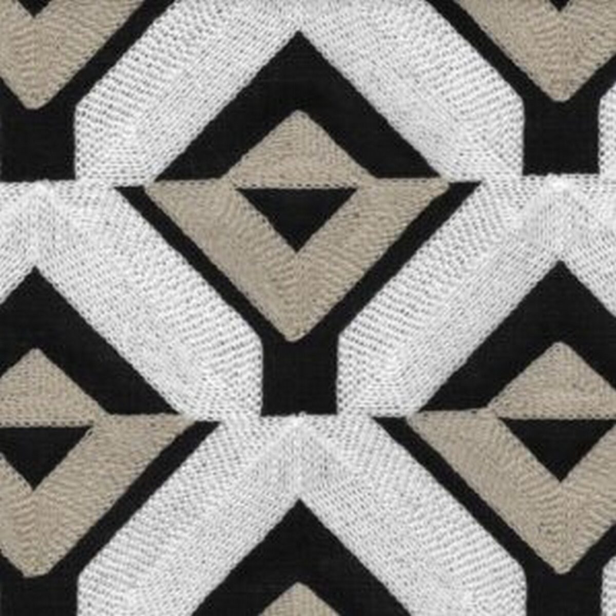 Paola Fabric - Hazel by black-grey geometric embroideried fabric from Wemyss