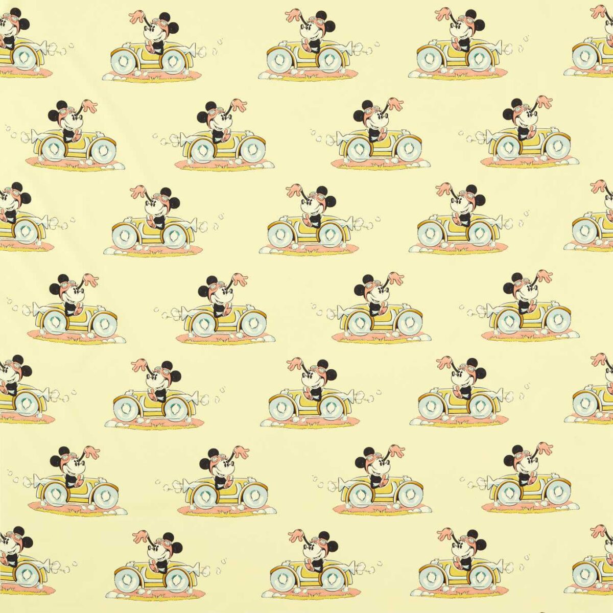 Minnie On The Move Fabric - Sherbet by yellow children's cotton fabric from Disney Home X Sanderson