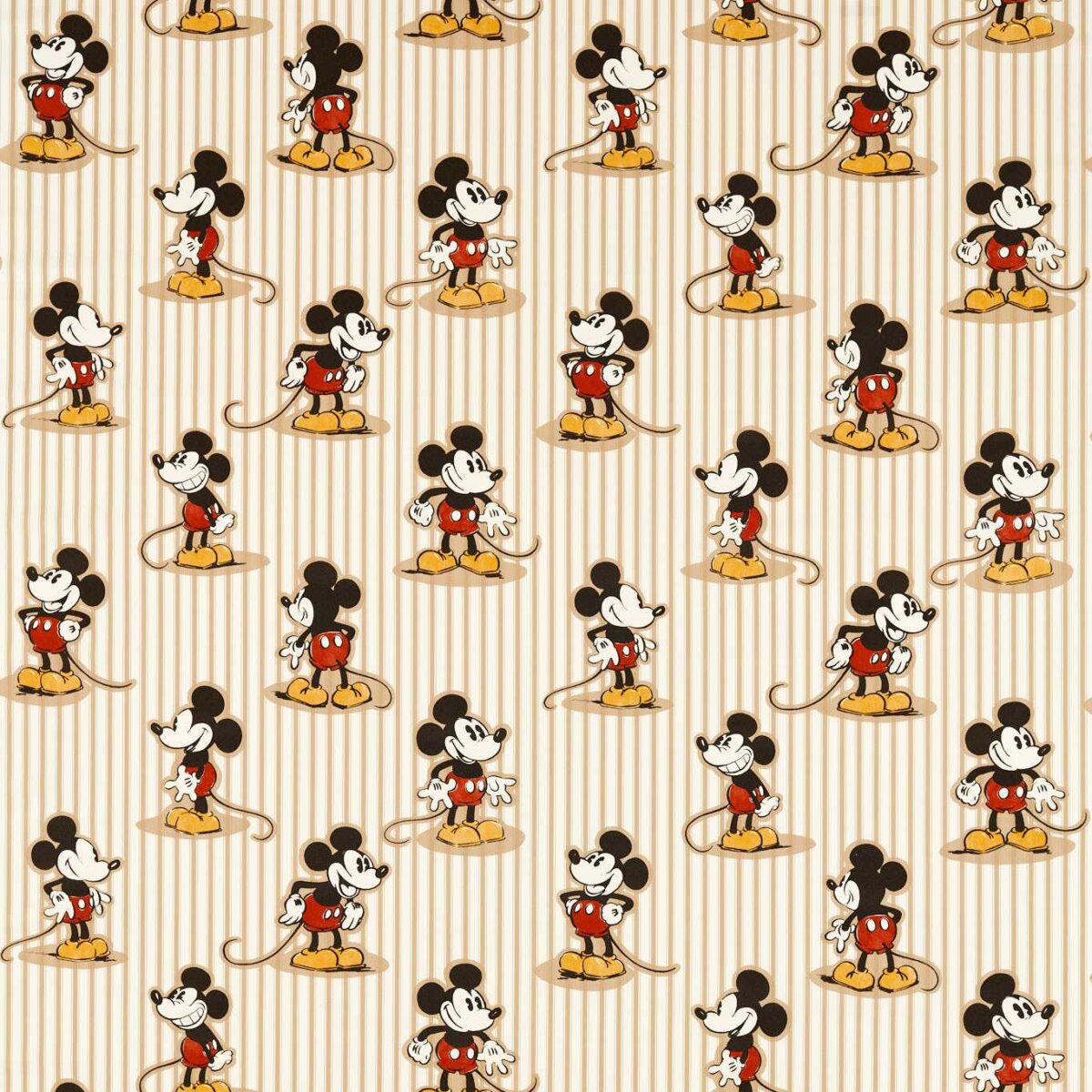 Mickey Stripe Fabric - Peanut by yellow children's cotton fabric from Disney Home X Sanderson