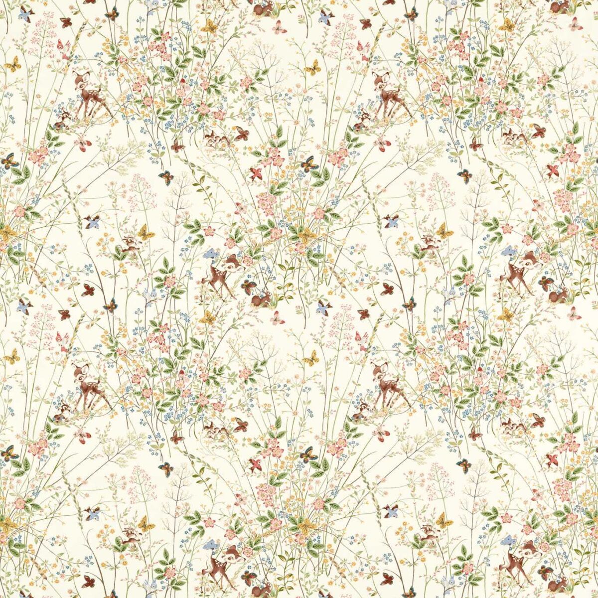 Bambi Fabric - Sugared Almonds by multicolour children's cotton fabric from Disney Home X Sanderson