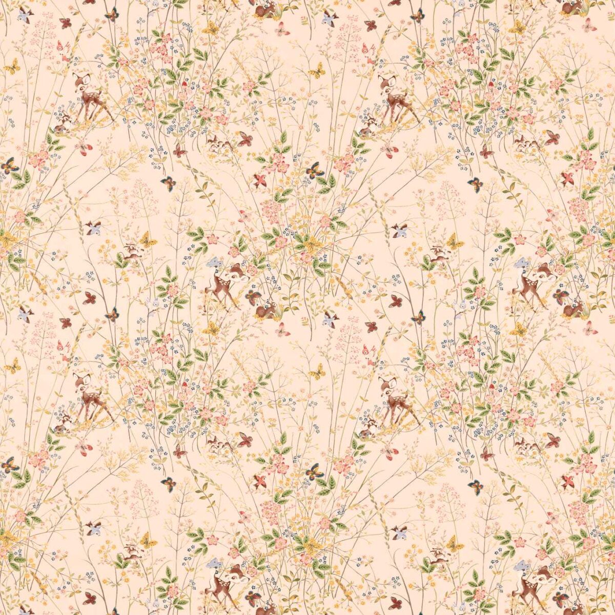 Bambi Fabric - Neapolitan by pink children's cotton fabric from Disney Home X Sanderson