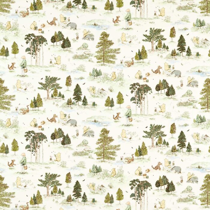 Winnie The Pooh Fabric - Macaron Green swatch
