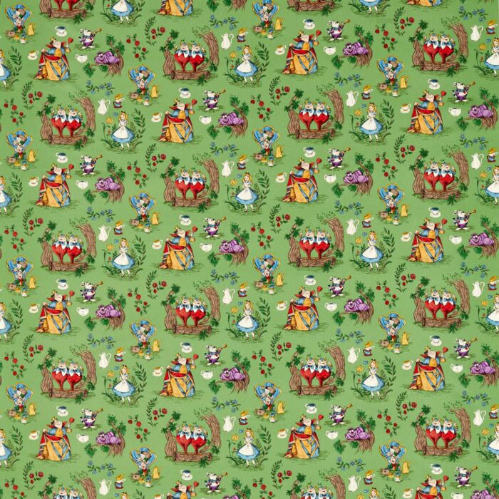Alice In Wonderland Fabric - Gumball Green swatch